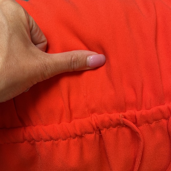 Aritzia Babaton Poppy Red Flutter Sleeve Elastic Waist Tie Midi Dress - Picture 7 of 7